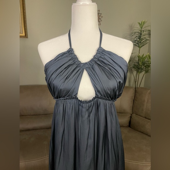 ELEGANT NWT J. Crew Satin Deep Blue Cutout Dress from Recycled Materials Sz 6 - Picture 7 of 7